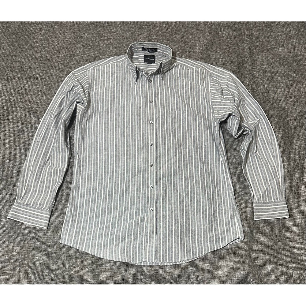 Studio Bill Blass Gray Striped Size LT Long Sleeve Shirt‎